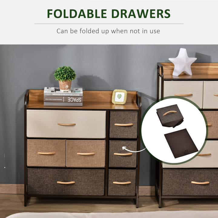 Dresser Fabric Drawers w/ 7 Linen-Feel Foldable Drawers & Metal Frame for Storage in Dining & Living Room