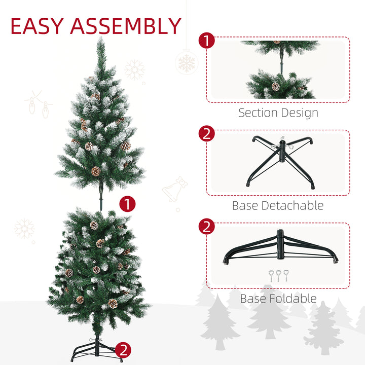 5 Foot Snow Artificial Christmas Tree with Realistic Branches