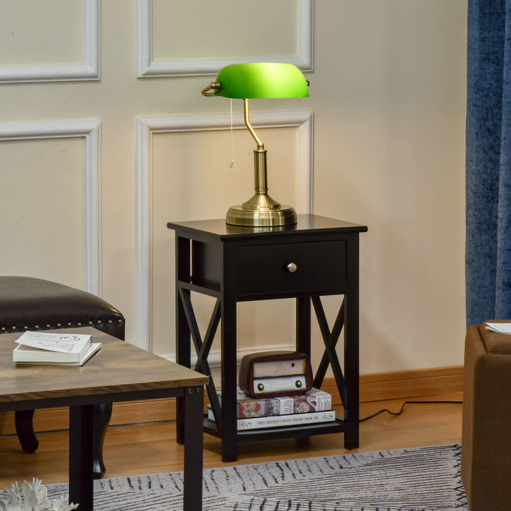 Bedroom Table Lamp with Antique Bronze Tone Base