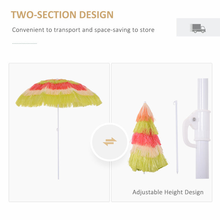 Portable Beach Umbrella: Foldable Rainbow Parasol for Hawaiian-Style Sun Protection