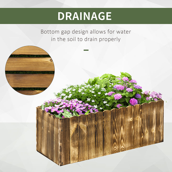 70L Garden Flower Raised Bed Pot Wooden Outdoor Large Rectangle Planter Vegetable Box Herb Holder Display (80L x 33W x 30H (cm))