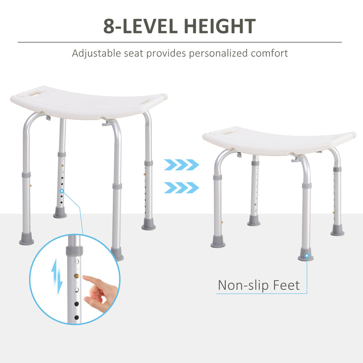 HOMCOM Portable Non-Slip Bathroom Stool Rectangular Adjustable Height Mobility Medical Grade Stabilized Shower Seat Aosom UK