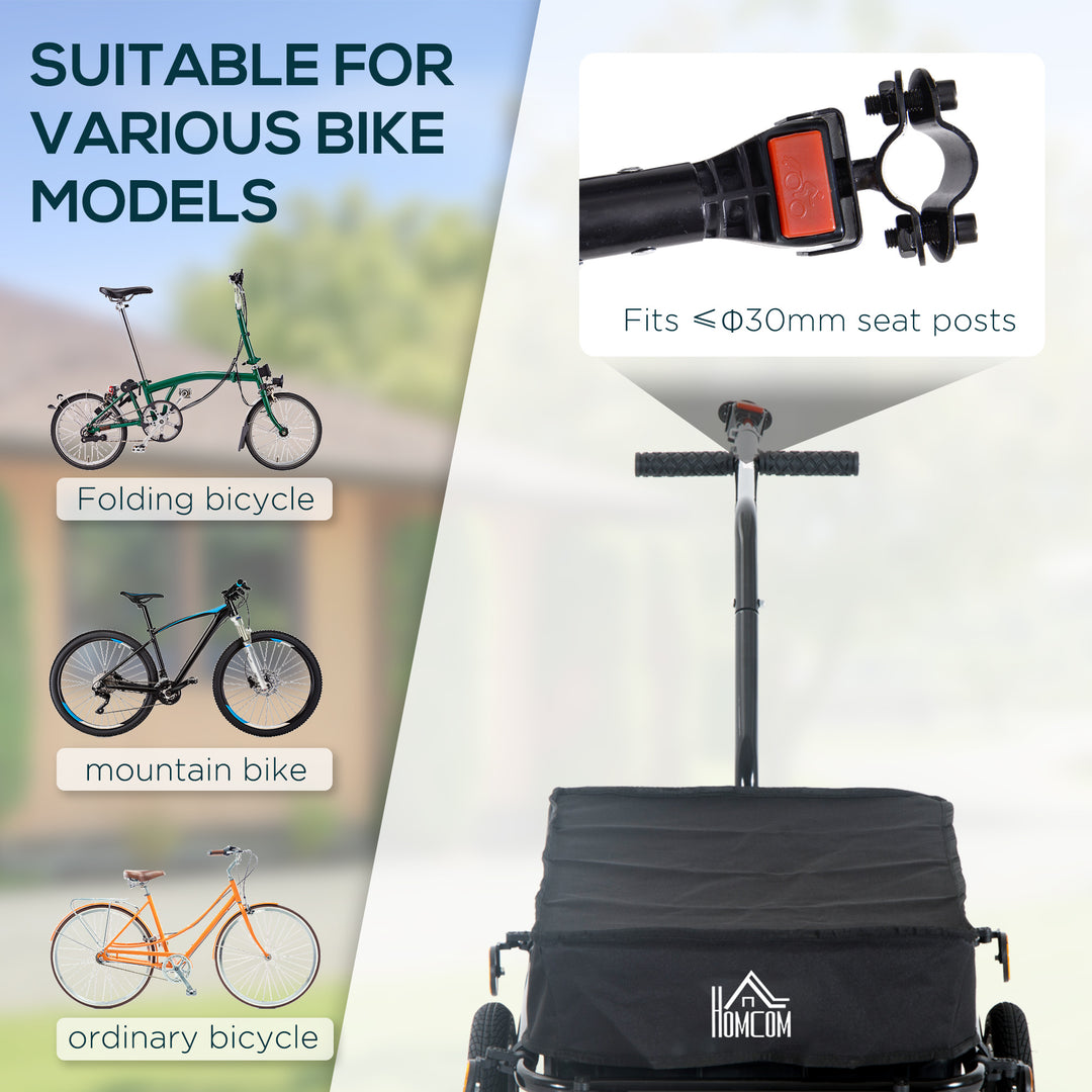 Bicycle Trailer Cargo Jogger Luggage Storage Stroller with Towing Bar - Black