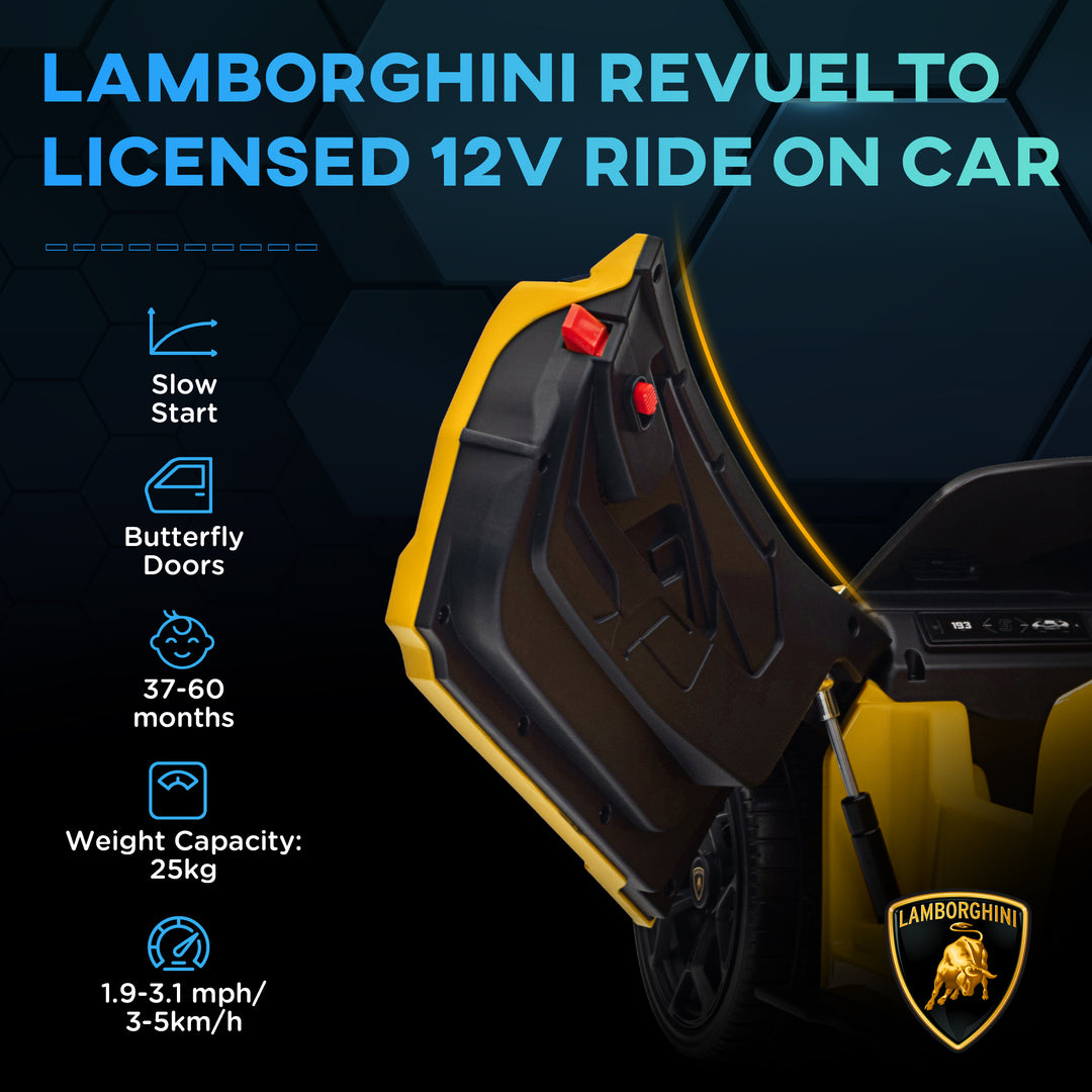 Lamborghini Revuelto Licensed 12V Ride on Car w/ Butterfly Doors Training Wheels