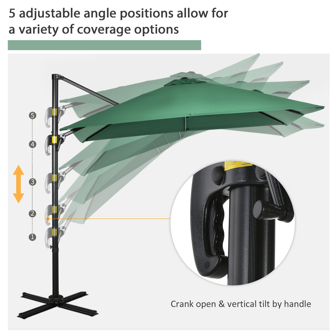 Square Garden Parasol: 360° Rotating Umbrella with UV Protection