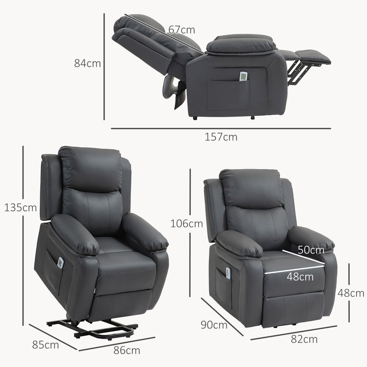 Electric Power Lift Recliner Chair Vibration Massage Reclining Chair with Remote Control and Side Pocket