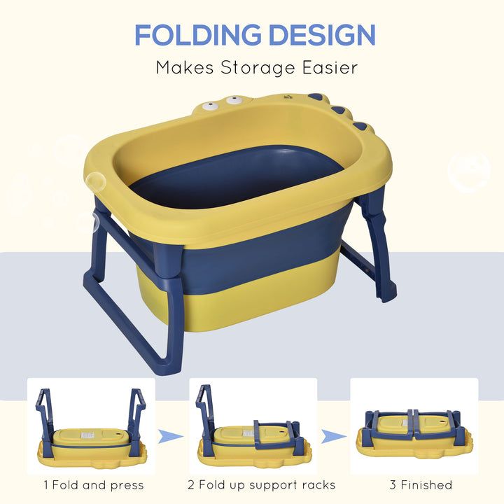 Crocodile Cove: Collapsible Baby Bath with Non-Slip Seat