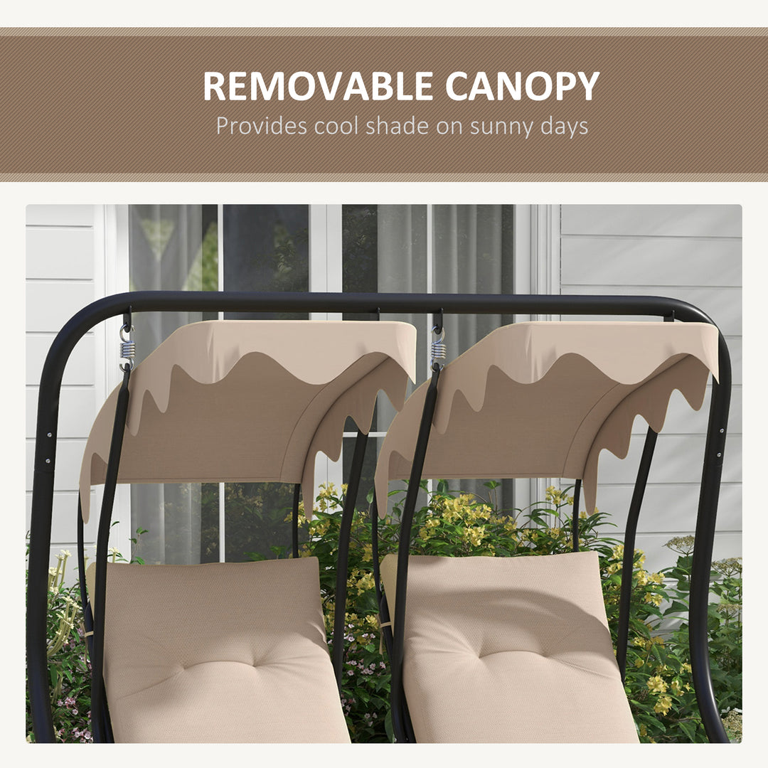 Canopy Swing Chair Modern Garden Swing Seat Outdoor Relax Chairs w/ 2 Separate Chairs