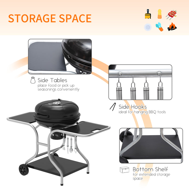 Charcoal Grill Trolley Barbecue Grill W/ Wheels