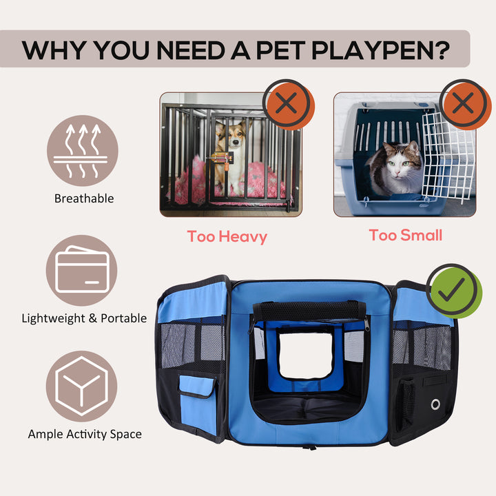 Fabric Pet Playpen: 8-Panel Foldable Mesh Enclosure for Outdoor Use