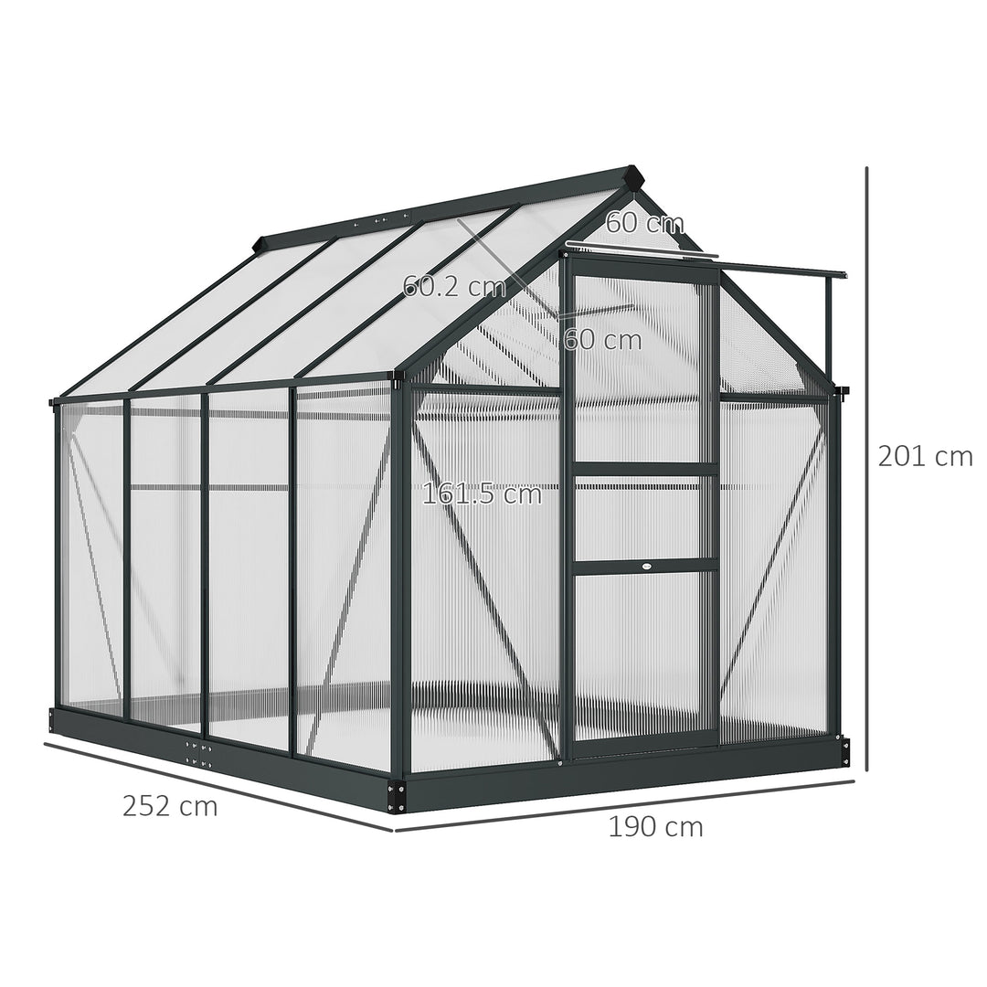 Clear Polycarbonate Greenhouse Large Walk-In Green House Garden Plants Grow Galvanized Base Aluminium Frame with Slide Door