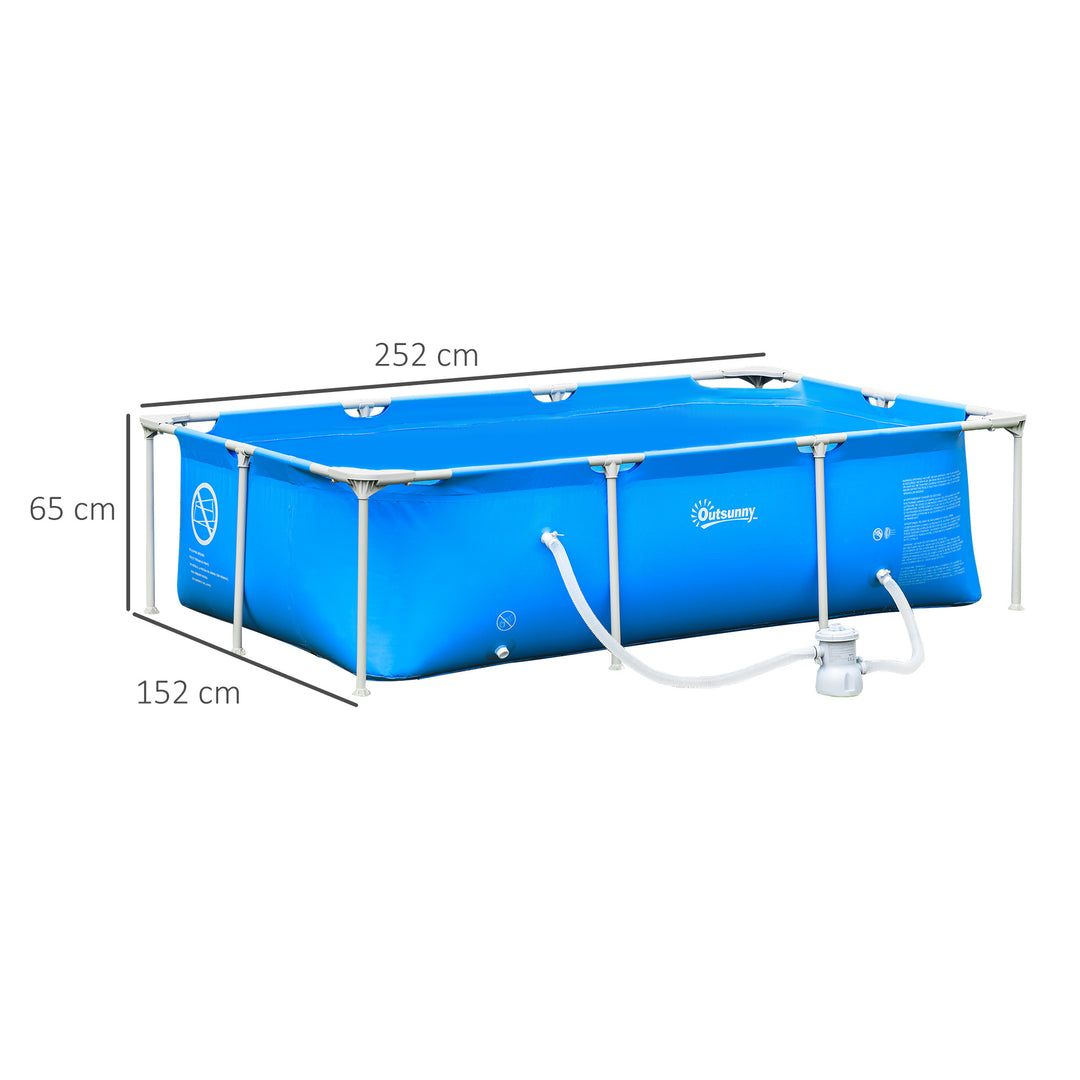 Steel Frame Pool w/ Filter Pump & Filter Cartridge Rust Resistant Above Ground Pool w/ Reinforced Sidewalls