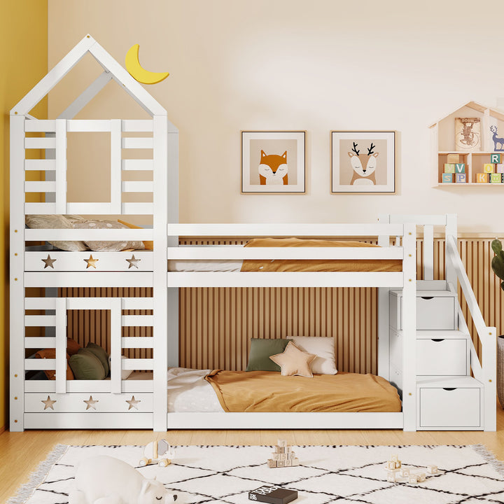 Children's Cabin Bunk Bed with Storage and Underbed Drawers