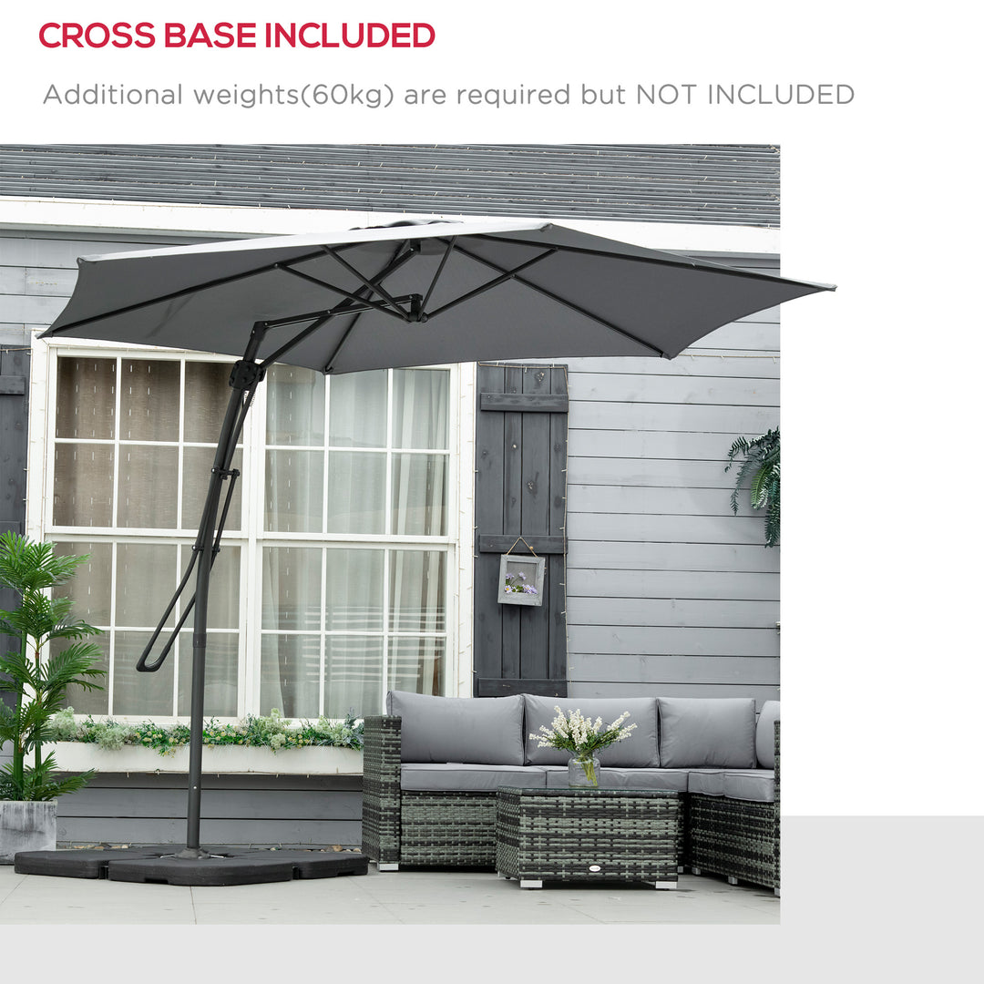 Waterproof 3m Cantilever Parasol with Easy Lever