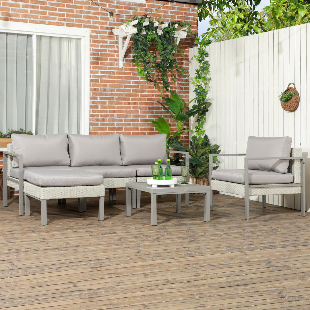 6 Pieces Patio Furniture Set with Sofa