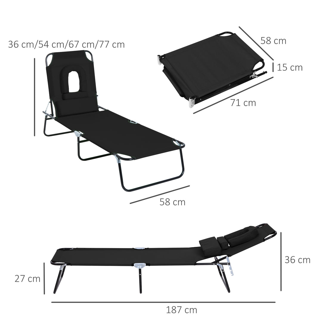 Foldable Sun Lounger Recliner Chair with Pillow