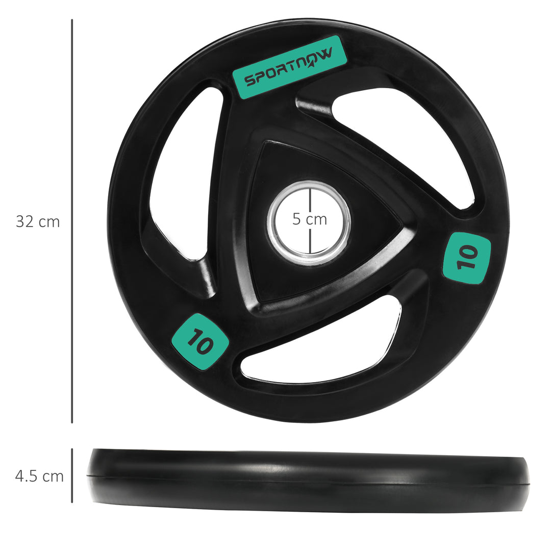 Olympic Weight Set: Tri-Grip Rubber Barbell & 2 x 10kg Plates for Strength Training