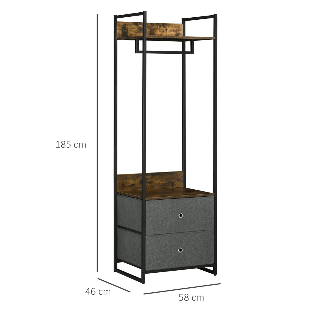 HOMCOM Metal Clothes Rail with 2 Drawers