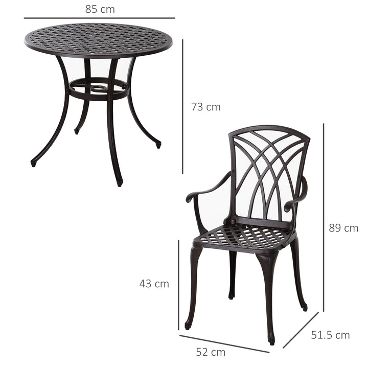 Cast Aluminium 4-Seater Outdoor Garden Table & Chair Set Brown