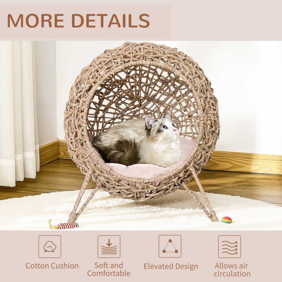 Cat Hammock Rattan Cat House Ball-Shaped Cat Bed with Hand-Woven PE