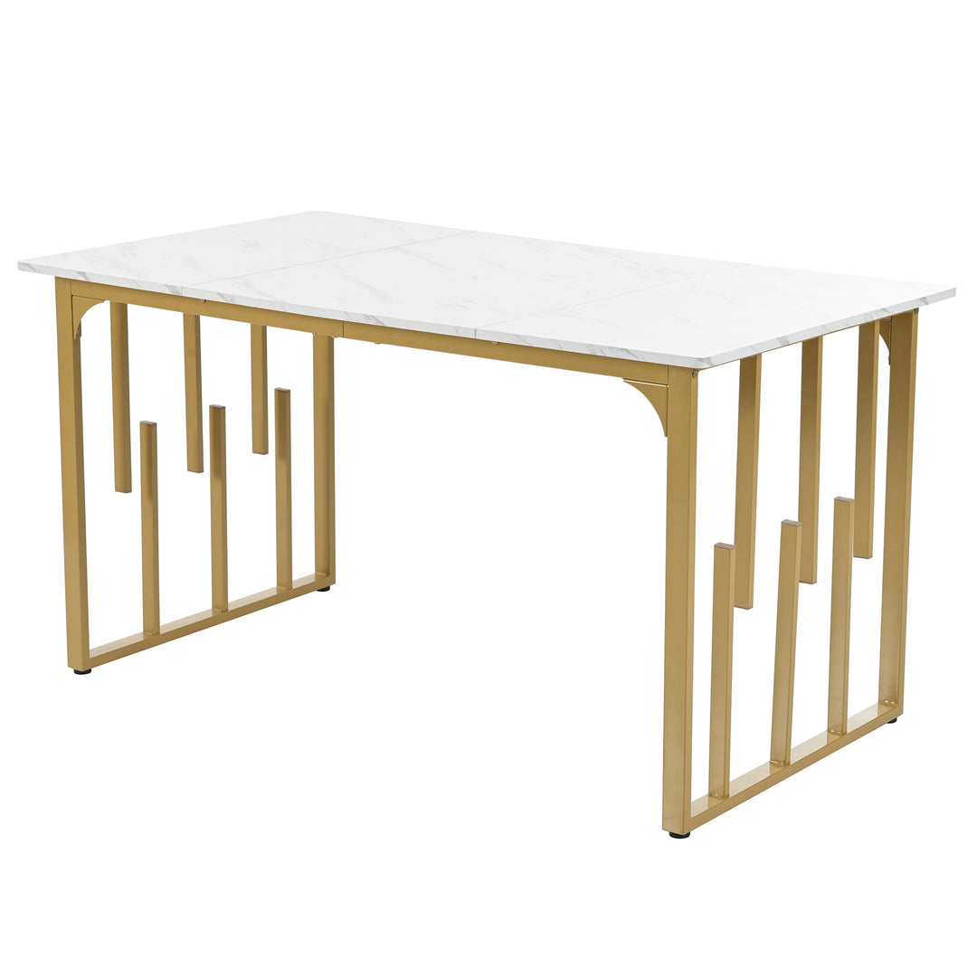 Modern Rectangular Extendable Dining Table with Iron Square Tube Legs