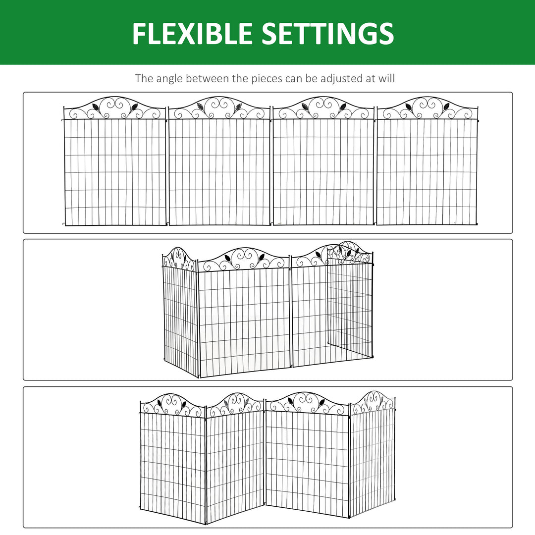 Garden Decorative Fence 4 Panels 44in x 12ft Metal Wire Landscape Border Edging