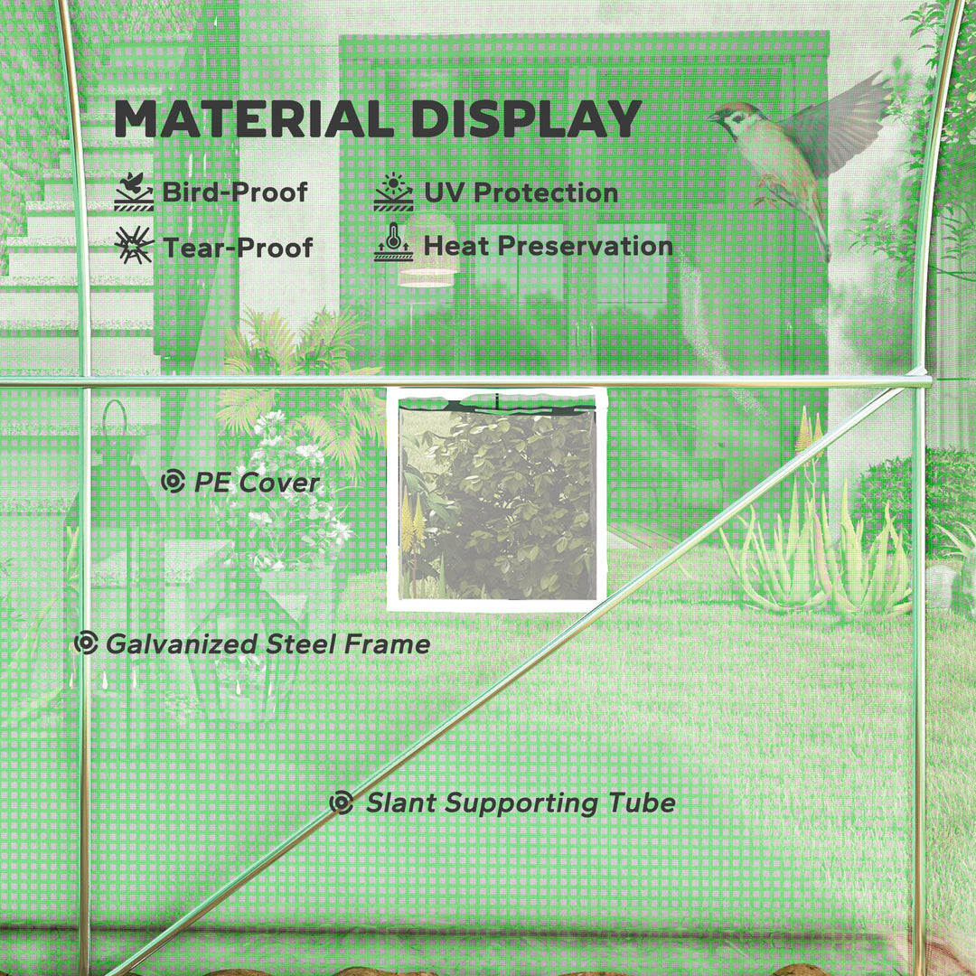 300 x 195cm Walk-In Tunnel Greenhouse - Green