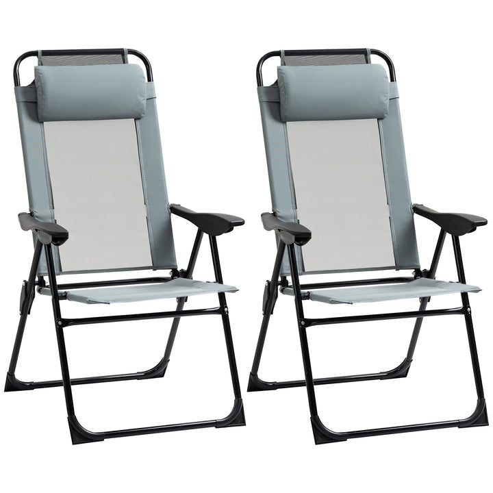 Set of 2 Portable Folding Recliner Chair Outdoor Patio Chaise Lounge Chair with Adjustable Backrest