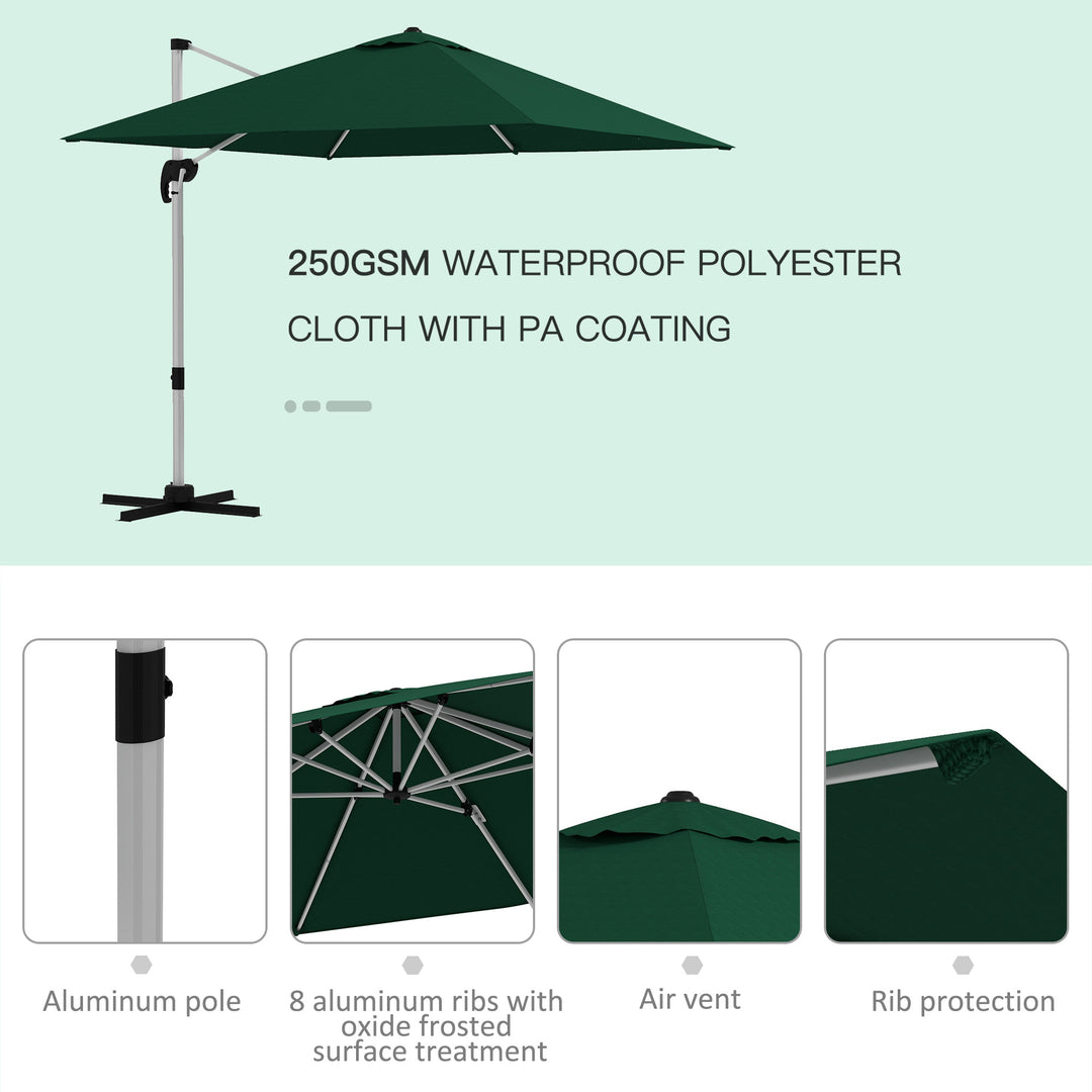 Waterproof Cantilever Parasol Paradise: 3x3m Square Shade with Crank