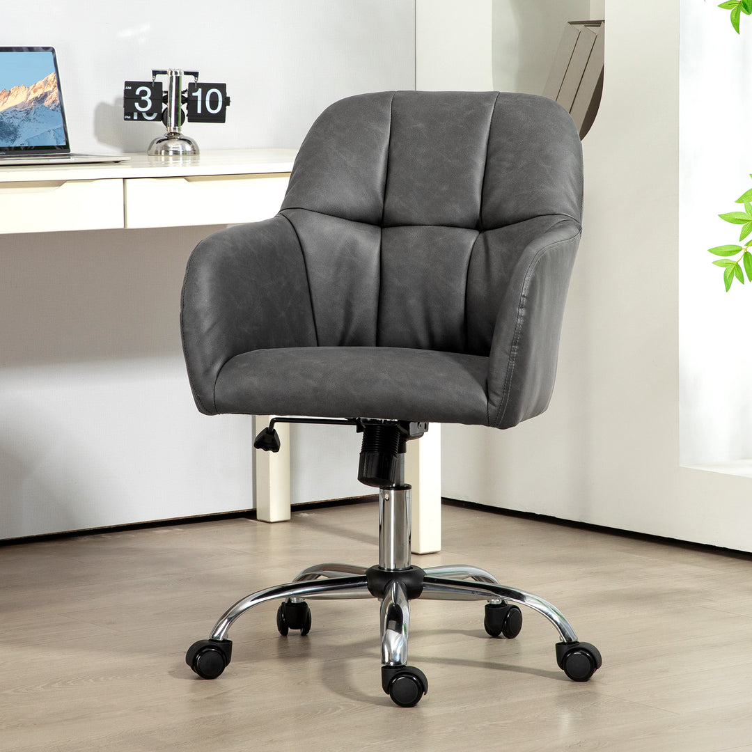 HOMCOM Leather Swivel Chair, Grey