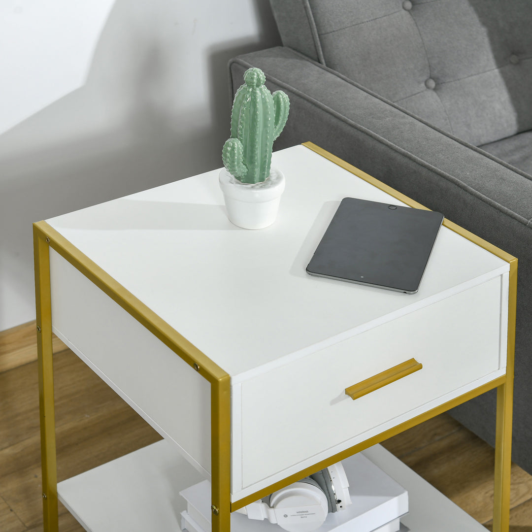 Contemporary Bedside Cabinet with Drawer and Shelf