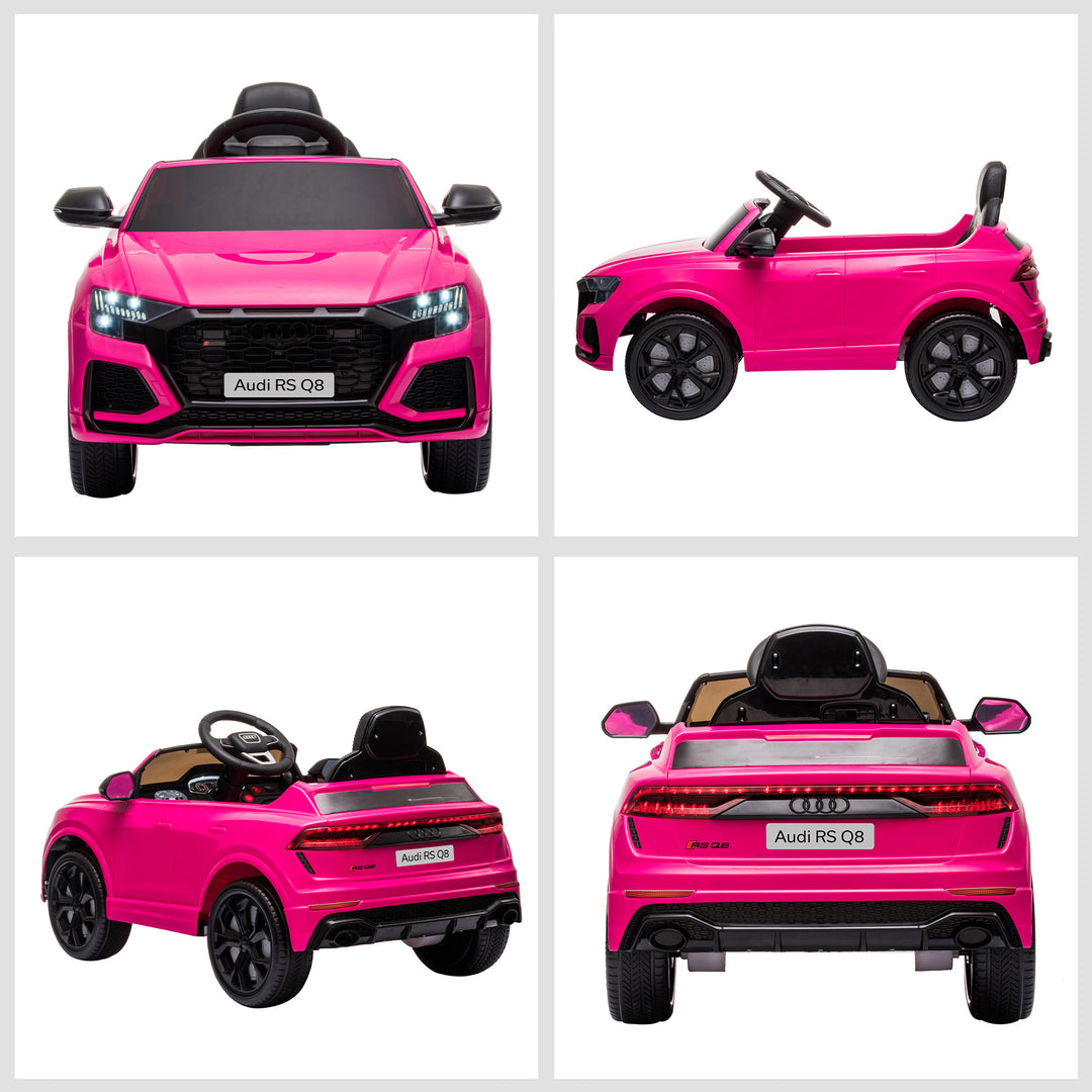 Kids Electric Ride On Car Compatible 6V Battery-powered Audi RS Q8 Toy with Remote Control Lights USB MP3 Bluetooth Pink