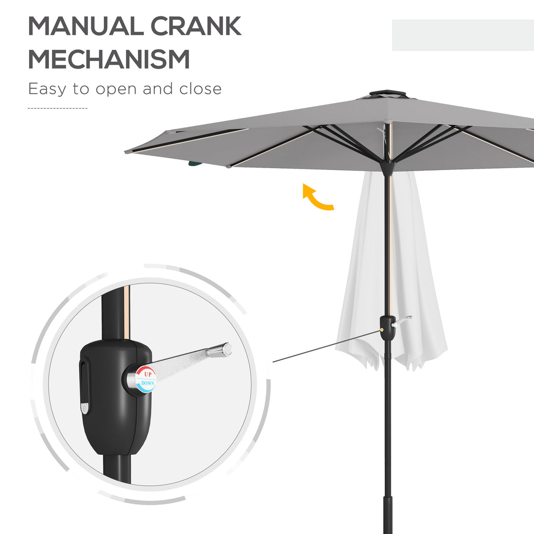 Waterproof Patio Umbrella with Solar-Powered LED Lights