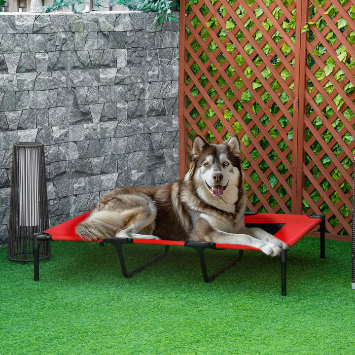 Elevated Pet Cot: Breathable Mesh Cooling Dog Bed for Indoor & Outdoor Use