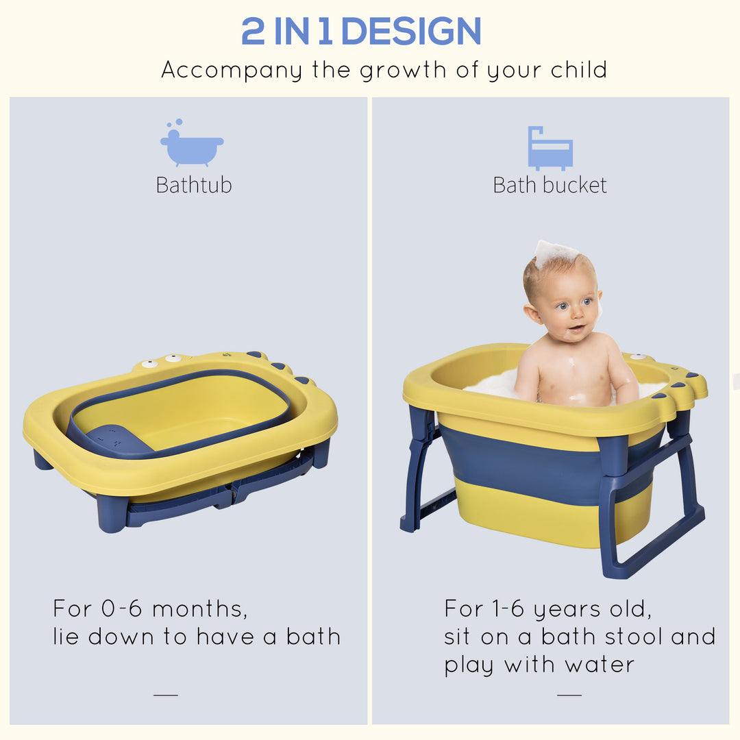 Crocodile Cove: Collapsible Baby Bath with Non-Slip Seat