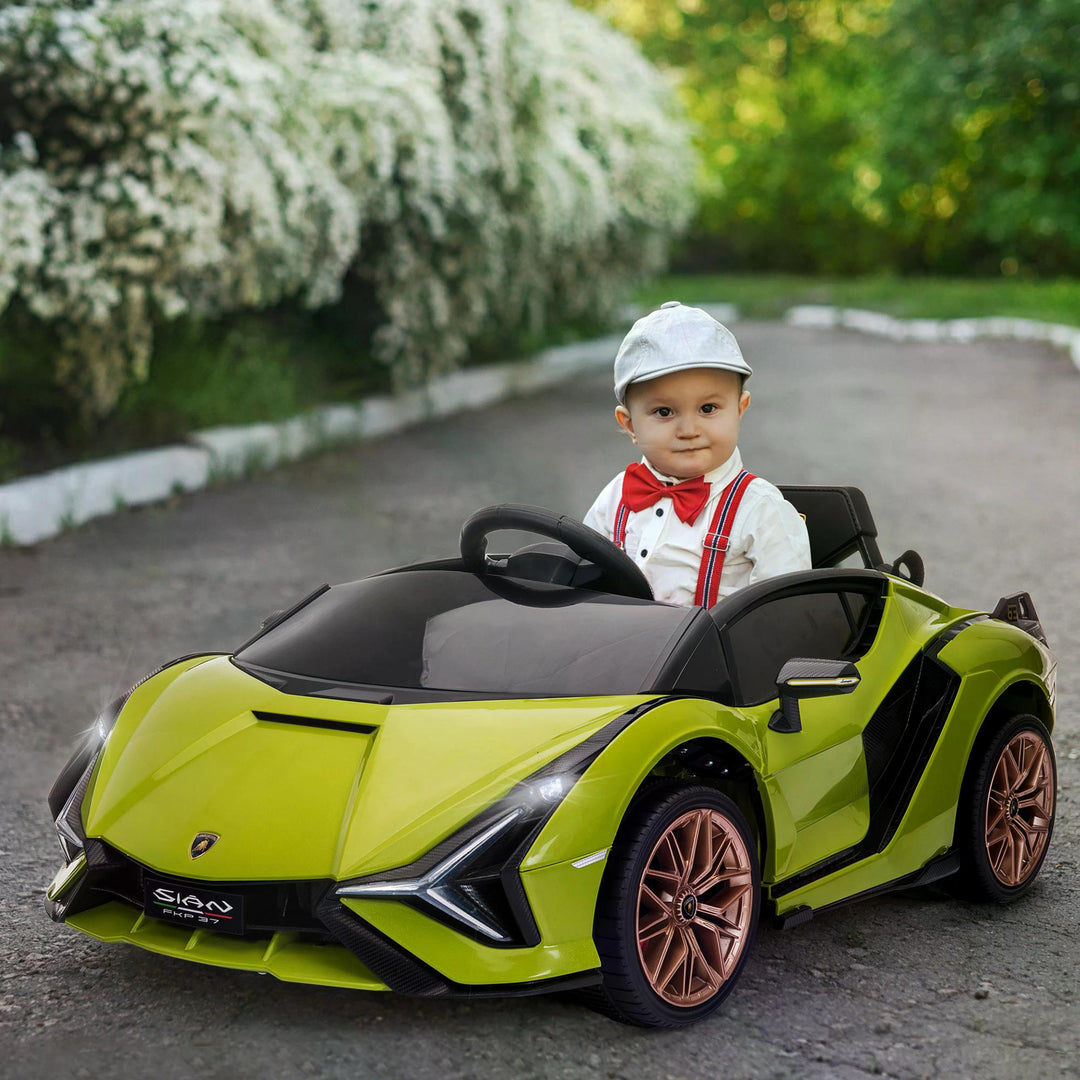 Compatible 12V Battery-powered Kids Electric Ride On Car Lamborghini SIAN Toy with Parental Remote Lights MP3 for 3-5 Years Green