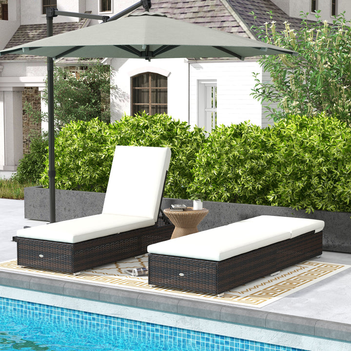 Set of Two Rattan Sun Loungers