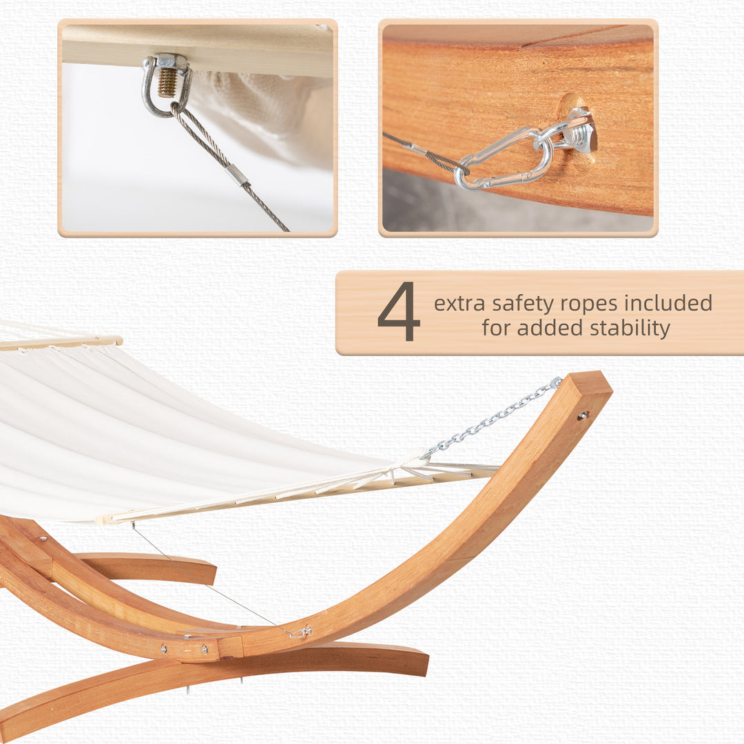 Outdoor Garden Hammock with Wooden Stand Swing Hanging Bed for Patio White