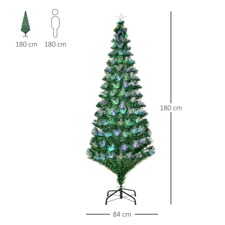 6ft Tall Artificial Tree Fiber Optic Colorful LED Pre-Lit Holiday Home Christmas Decoration with Flash Mode - Green