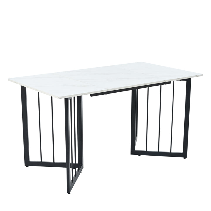 Modern Rectangular Extendable Dining Table with V-shaped Support Legs