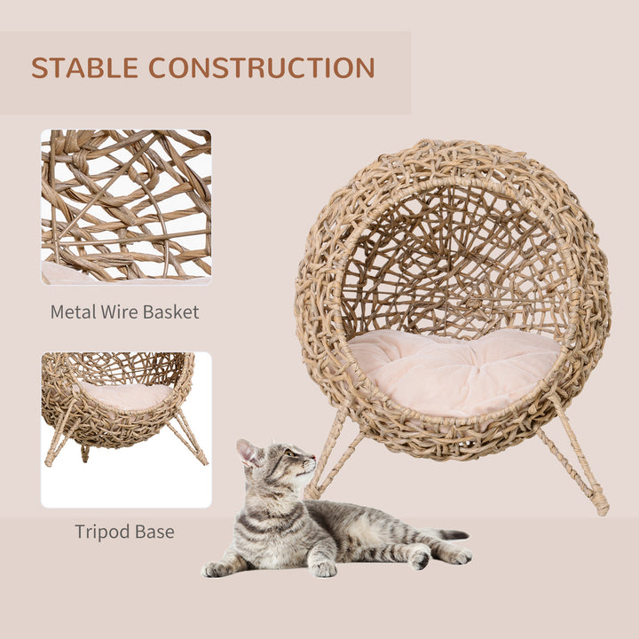 Cat Hammock Rattan Cat House Ball-Shaped Cat Bed with Hand-Woven PE