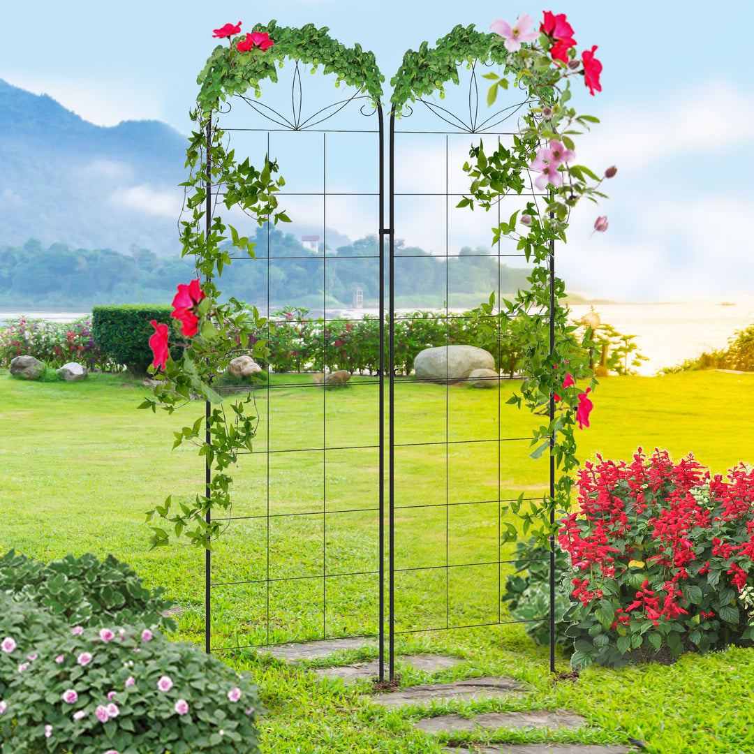 Set of 2 Metal Garden Trellises: Climbing Plant Support Frames