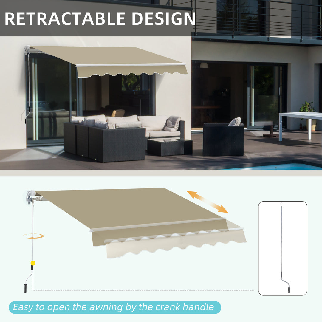 2.5x2 m Manual Retractable Awning-Beige Canopy/White Frame