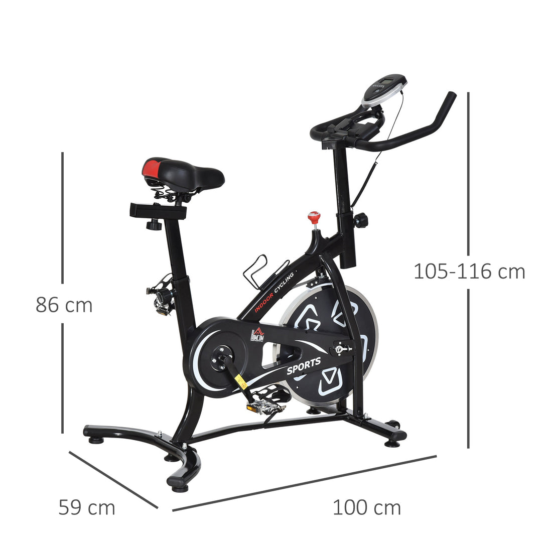 Steel Stationary Bike 8-Level Belt Driven Exercise Bike w/ LCD Monitor Black