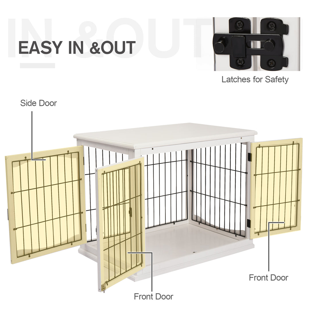 MDF 3-Door Small Indoor Pet Cage White