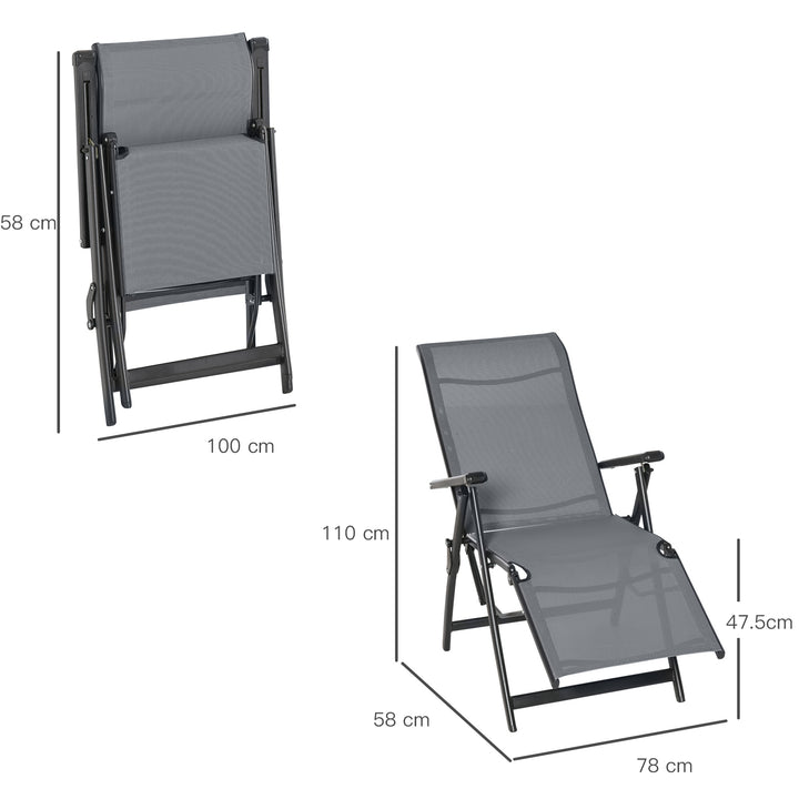 Adjustable Sun Lounger Set Folding Chaise