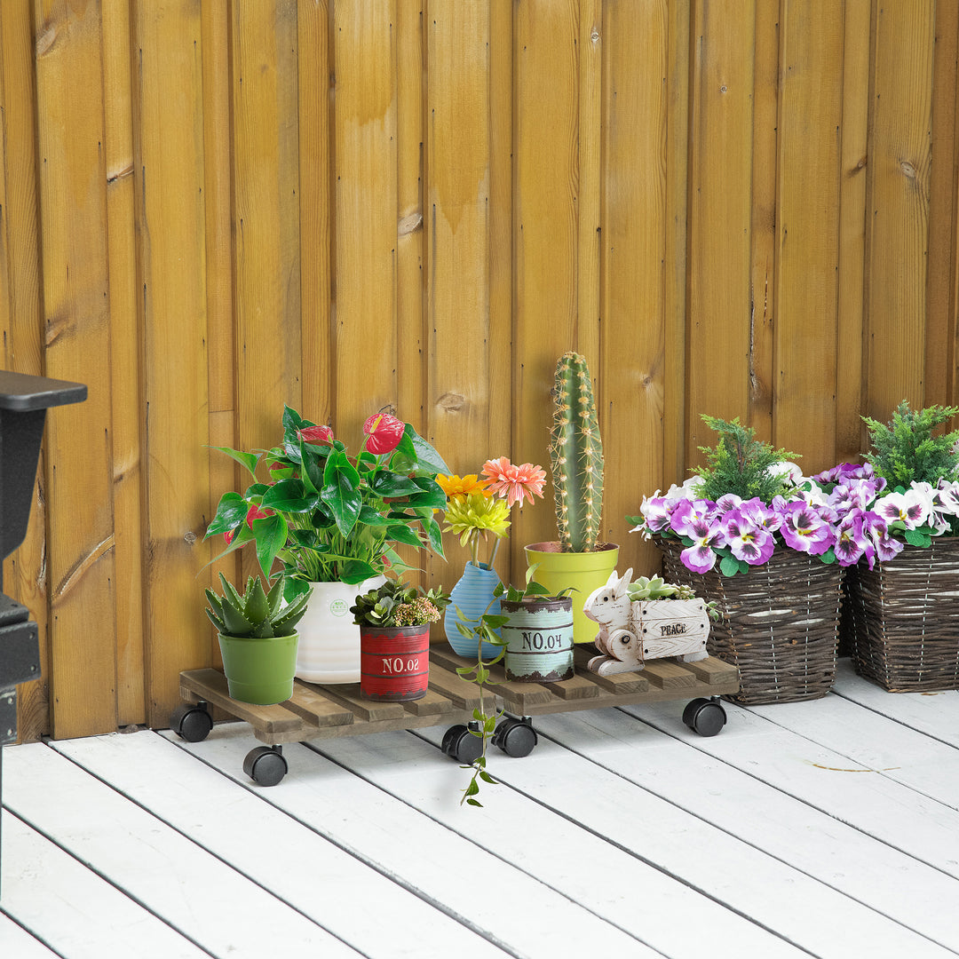 Outsunny 2 Pack Plant Stand with Wheels