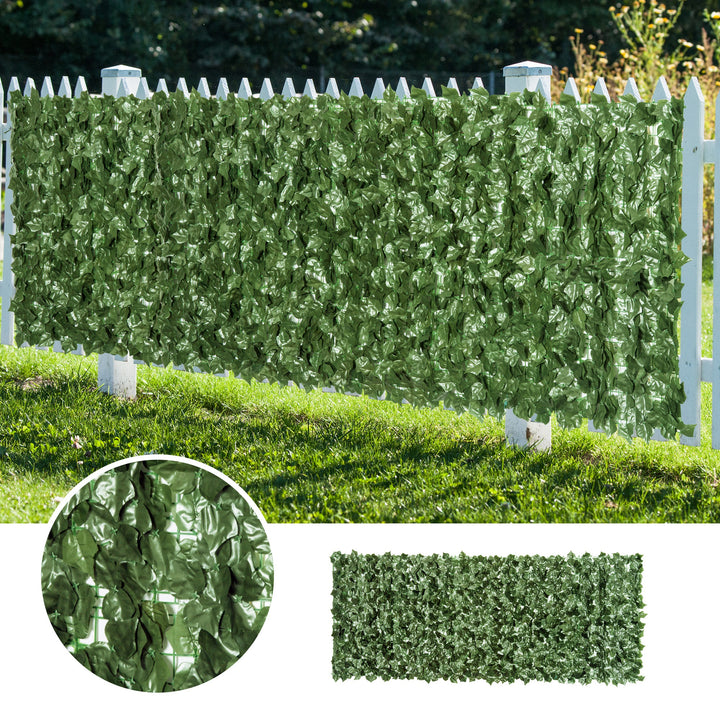 2-Piece Artificial Leaf Hedge Screen Privacy Fence Panel for Garden Outdoor Indoor Decor