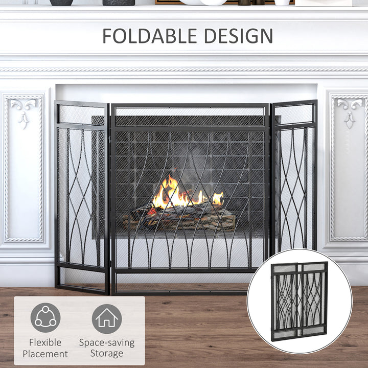 3-Panel Folding Fireplace Screen