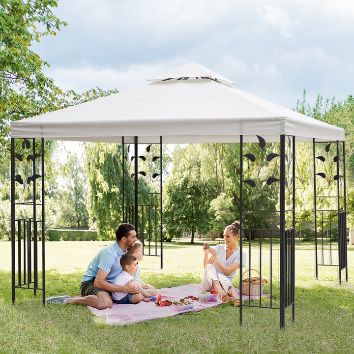 3 x 3m Outdoor Garden Steel Gazebo with 2 Tier Roof